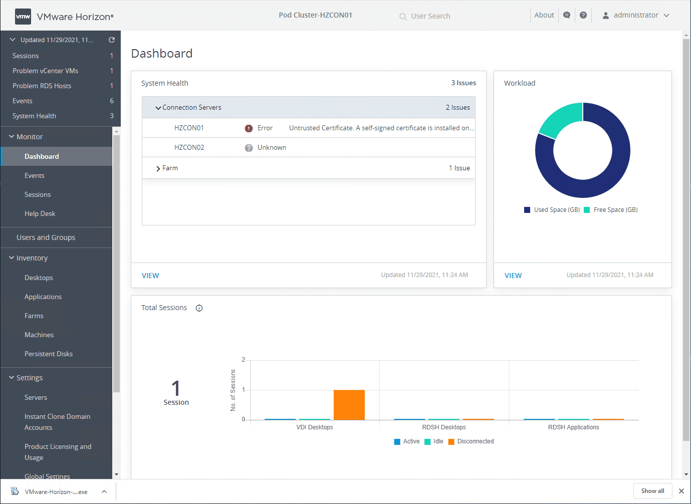 Панель мониторинга Horizon Monitoring